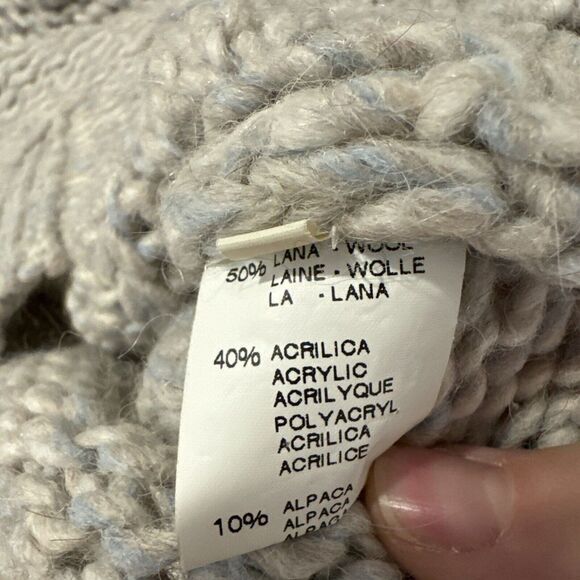 Chunky Fisherman Cropped‎ Cable Knit Sweater Women Sz 42  Med Pullover Oatmeal - Picture 5 of 7